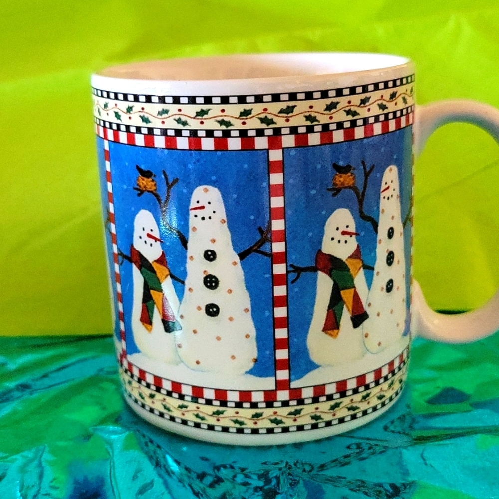 Debbie Mumm Snowman Large Stoneware Christmas Mug